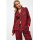 Aruelle Women s Cotton Buttoned Pajamas Lurex Holly Festive Design