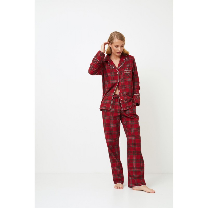 Aruelle Women s Cotton Buttoned Pajamas Lurex Holly Festive Design