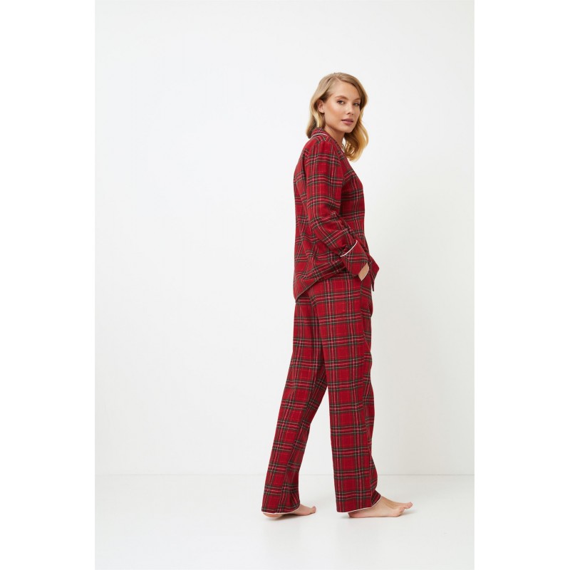 Aruelle Women s Cotton Buttoned Pajamas Lurex Holly Festive Design