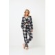 Aruelle Women s Cotton Buttoned Pajamas Black Plaid Design Joan