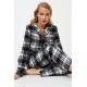 Aruelle Women s Cotton Buttoned Pajamas Black Plaid Design Joan