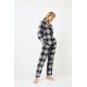 Aruelle Women s Cotton Buttoned Pajamas Black Plaid Design Joan