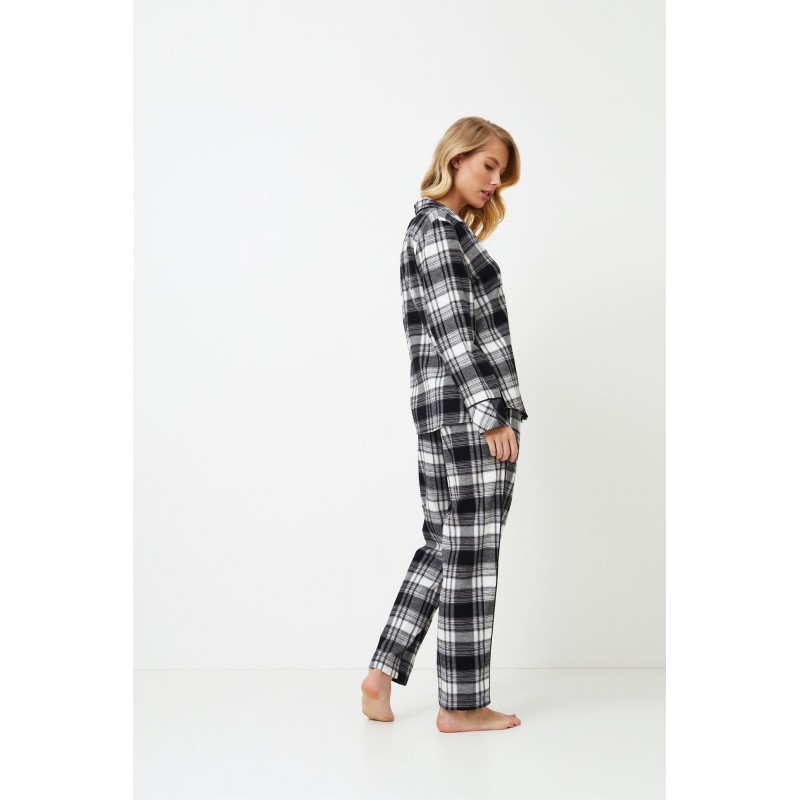 Aruelle Women s Cotton Buttoned Pajamas Black Plaid Design Joan