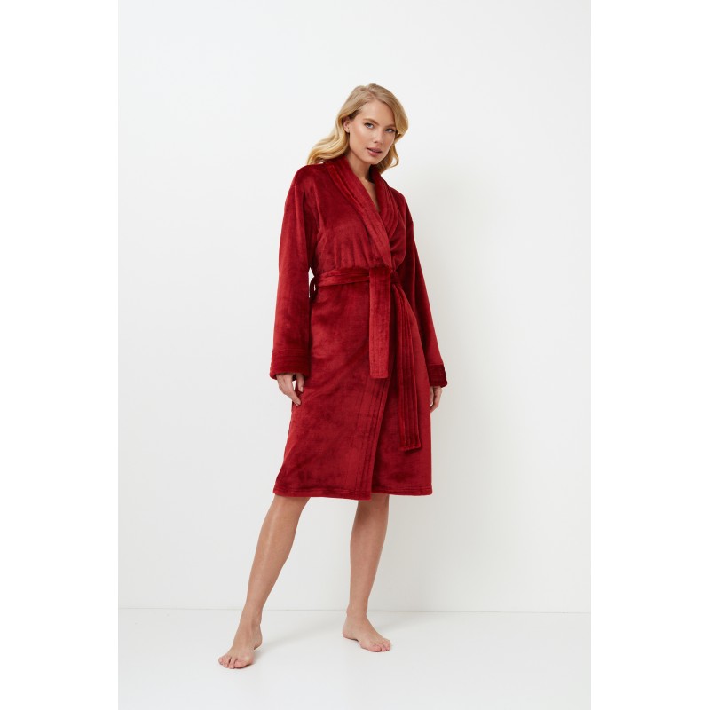 Aruelle Women s Fleece Midi Robe With Belt Holly Design