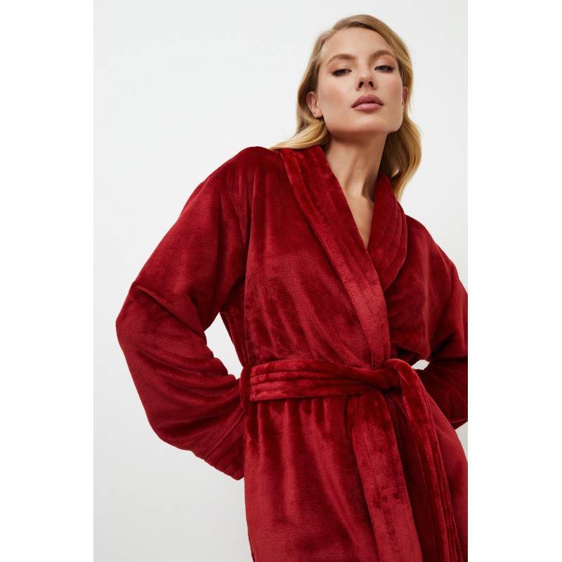 Aruelle Women s Fleece Midi Robe With Belt Holly Design