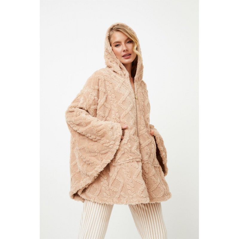 Aruelle Γυναικεία Ρόμπα Fleece Σε Στυλ Poncho Με Φερμουάρ & Κουκούλα Odette