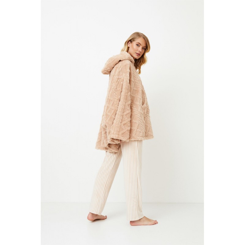 Aruelle Γυναικεία Ρόμπα Fleece Σε Στυλ Poncho Με Φερμουάρ & Κουκούλα Odette