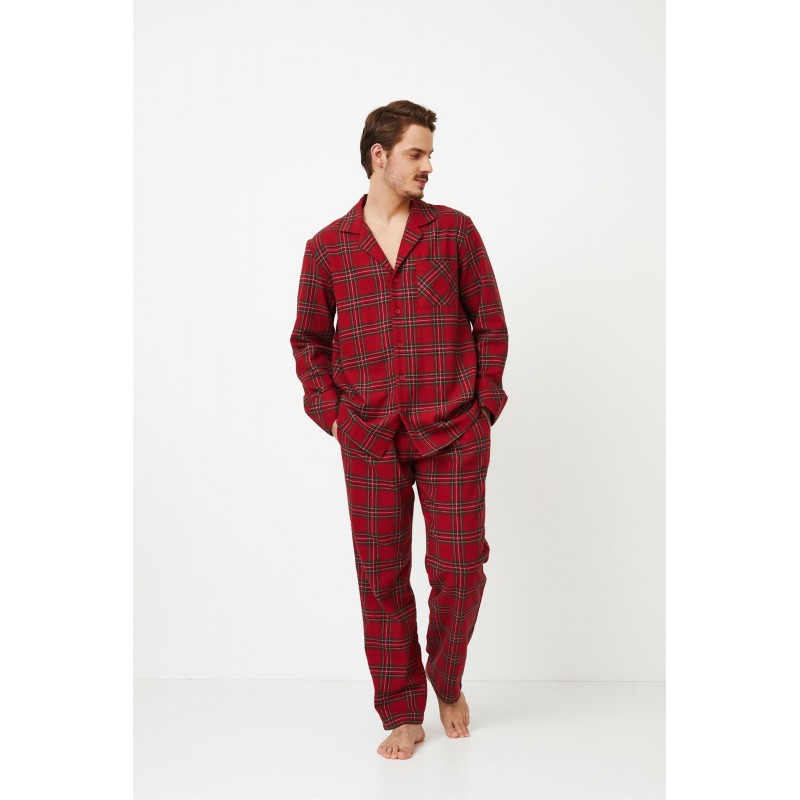 Aruelle Men s Cotton Buttoned Pajamas Hendrix Festive Plaid Design