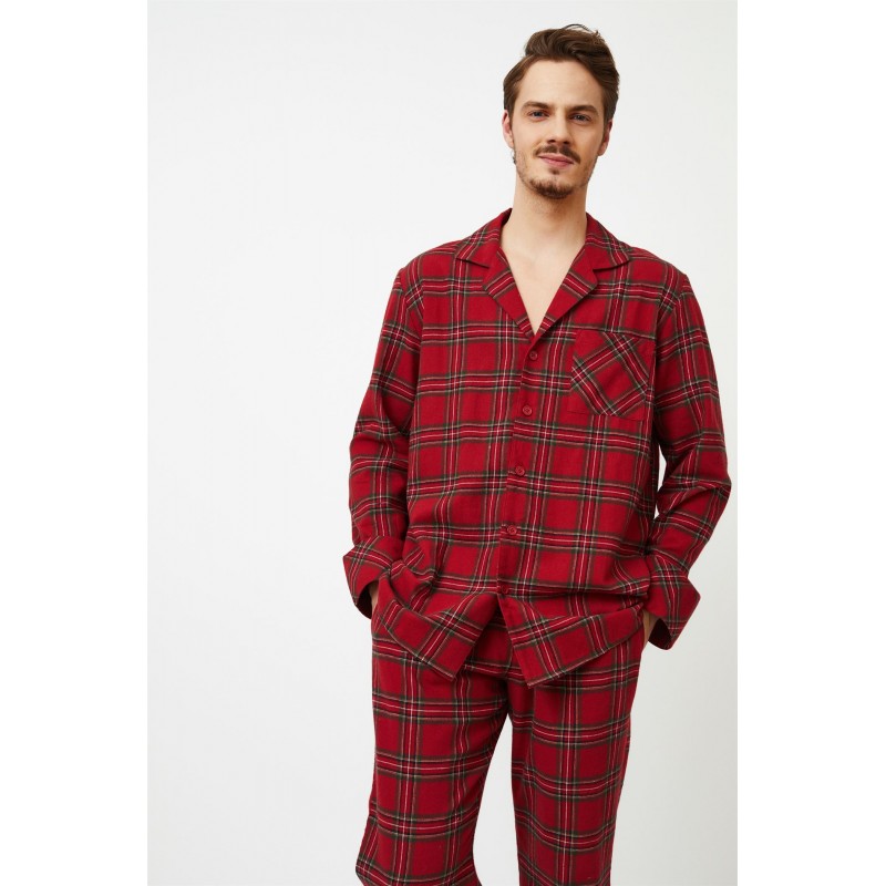 Aruelle Men s Cotton Buttoned Pajamas Hendrix Festive Plaid Design