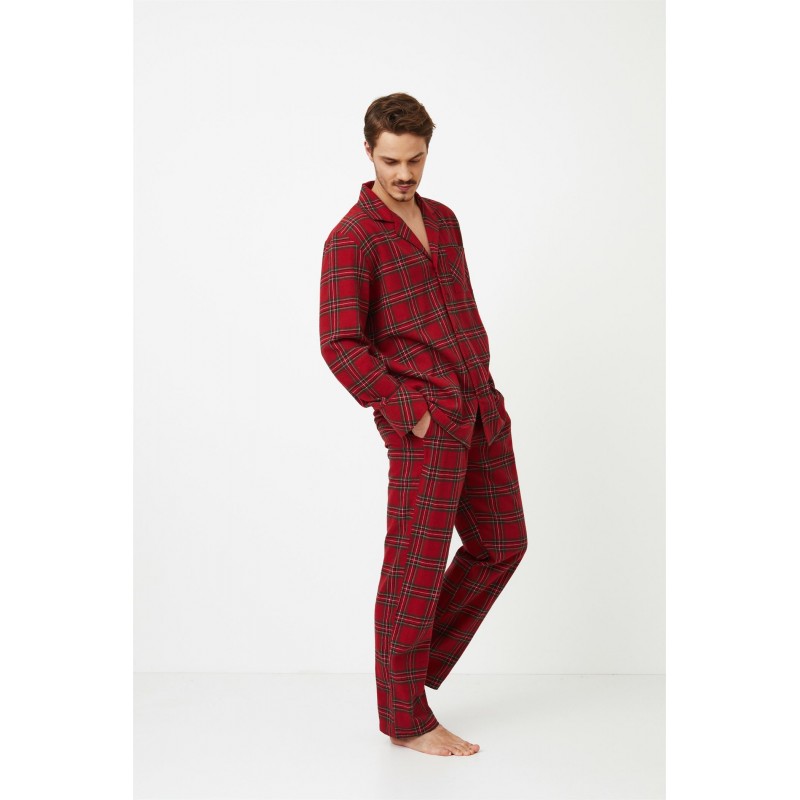 Aruelle Men s Cotton Buttoned Pajamas Hendrix Festive Plaid Design