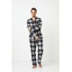 Aruelle Men s Cotton Buttoned Pajamas Black & White Plaid Design James