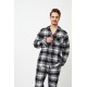 Aruelle Men s Cotton Buttoned Pajamas Black & White Plaid Design James