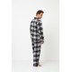 Aruelle Men s Cotton Buttoned Pajamas Black & White Plaid Design James