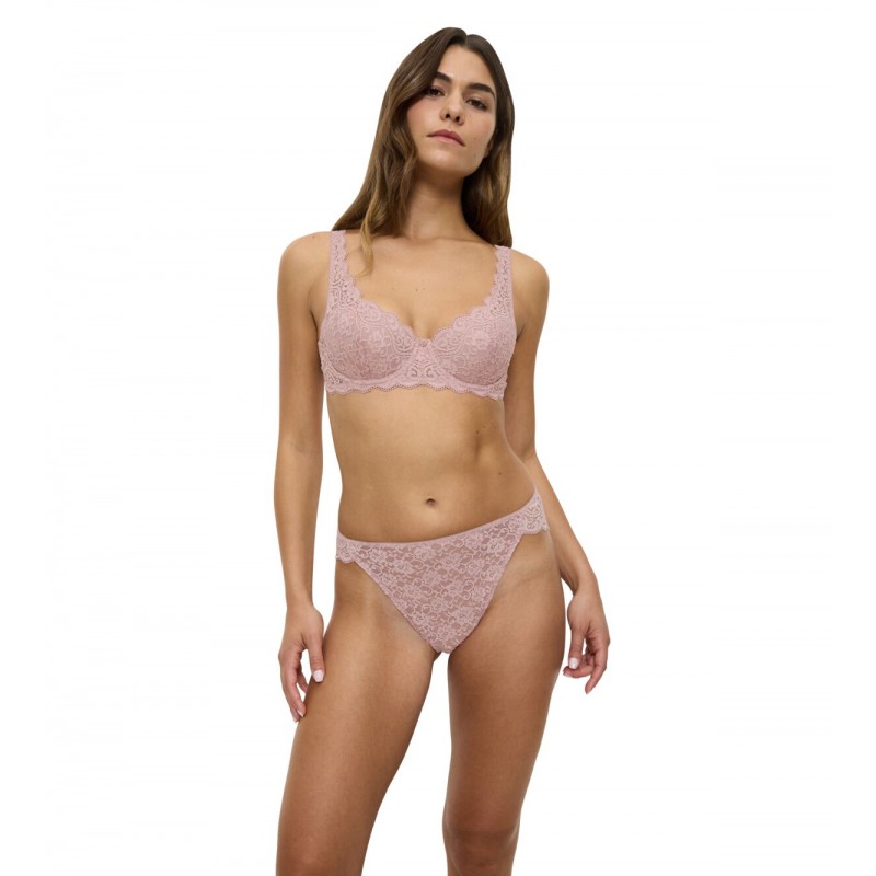 Triumph Γυναικείο Σλιπ Σε Tai Γραμμή Με Δαντέλα Amourette Highleg Dusty Pink Color