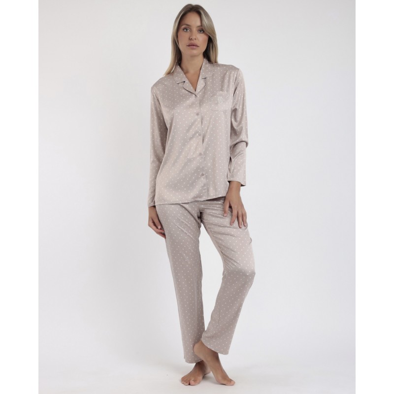 Admas Women s Satin Buttoned Pajamas Abierto