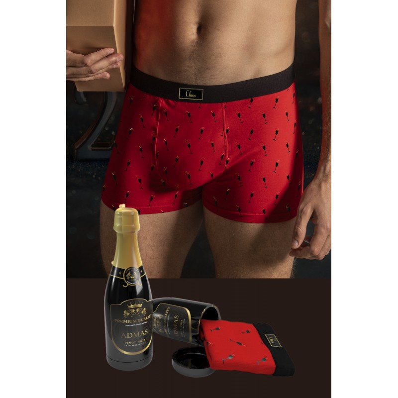 Admas Men s Christmas Cotton Boxer Cheers In Champagne Bottle