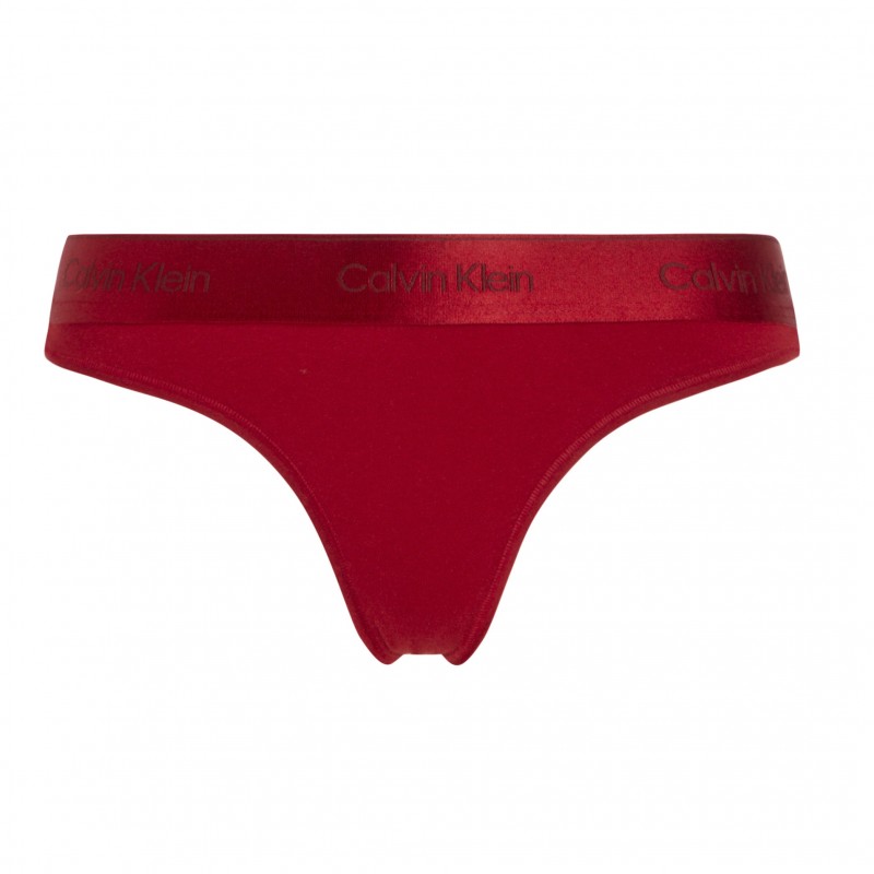 Calvin Klein Γυναικείο String Cotton & Modal Με Φαρδύ Λάστιχο Red Wine Color