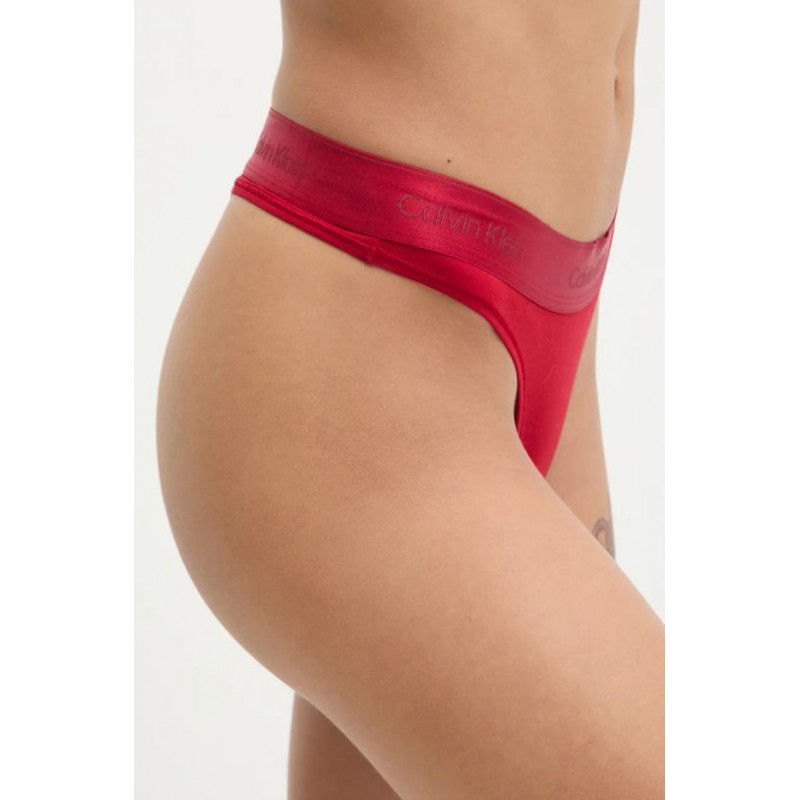 Calvin Klein Γυναικείο String Cotton & Modal Με Φαρδύ Λάστιχο Red Wine Color