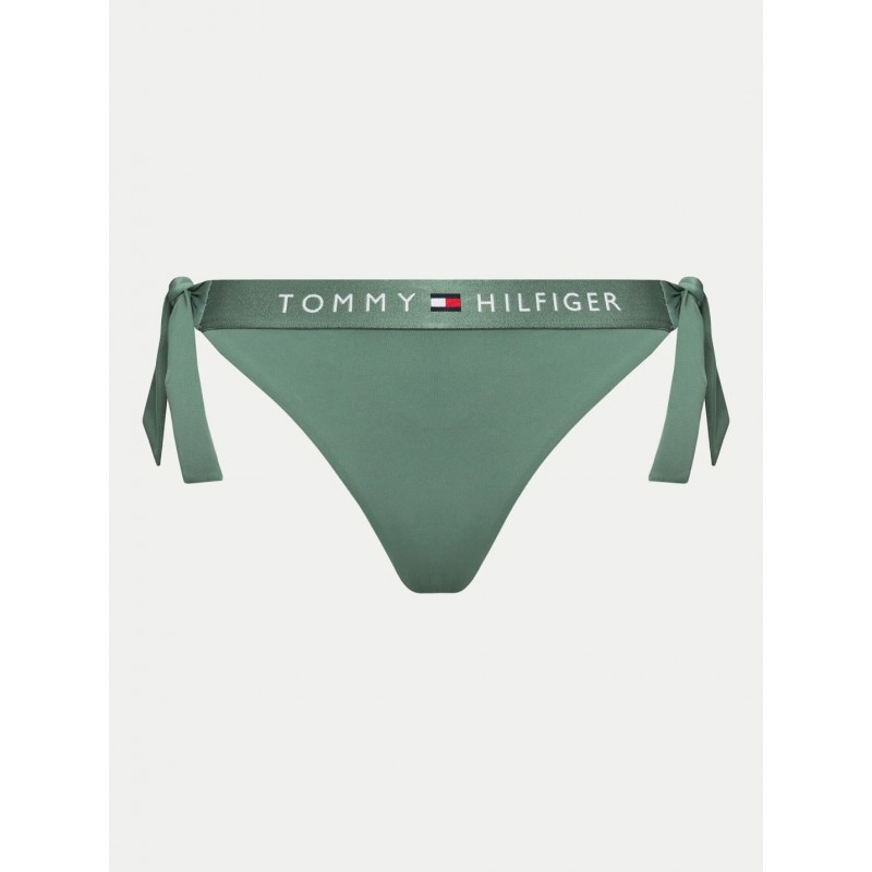 Tommy Hilfiger Women s Tie Bottom Swimwear Bikini Logo Stonewash Green