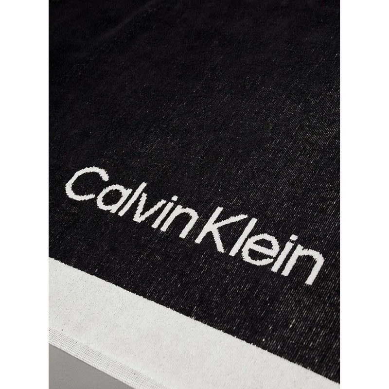 Calvin Klein Unisex Πετσέτα Θαλάσσης Βαμβακερή Μαύρο Χρώμα Με Διακριτικό CK Logo