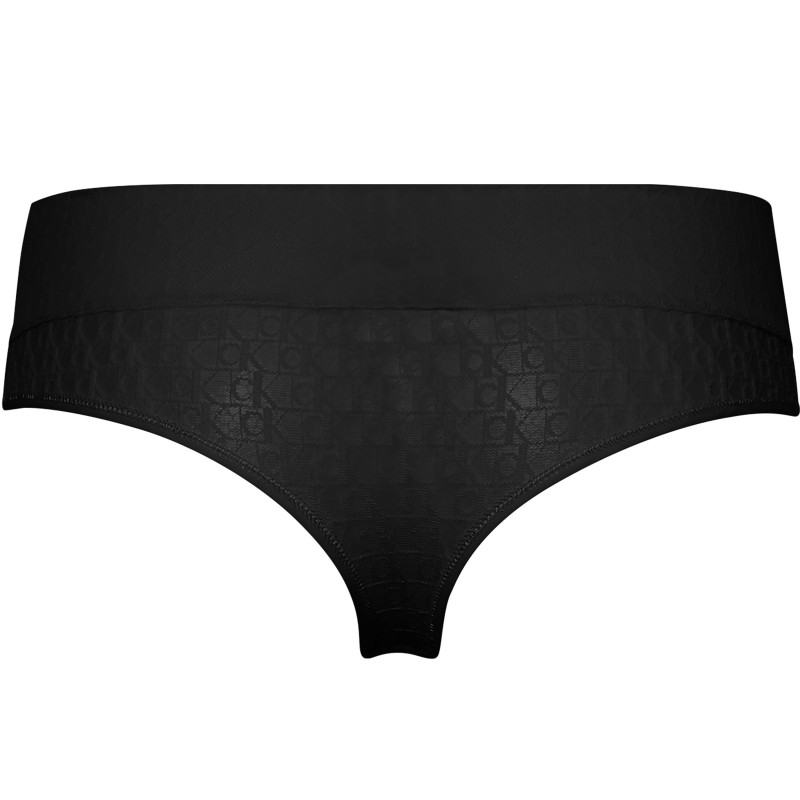 Calvin Klein Γυναικείο Σλιπ Brazilian Απο Τούλι & Ck Logo Lace All Over Icon Μαύρο Χρώμα