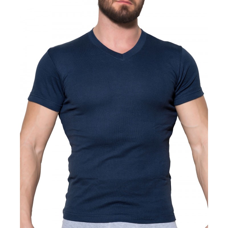 Apple Ανδρικό T-Shirt Εφαρμοστό Βαμβακερό V Λαιμόκοψη