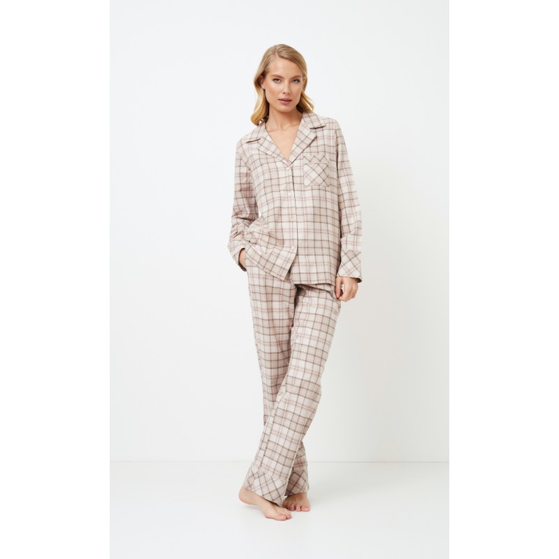 Aruelle Women s Buttoned Cotton Pajamas Plaid Pattern With Lurex Details Elsie