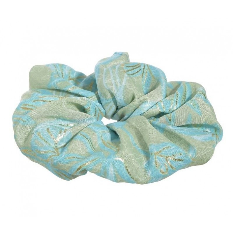 Ble Women s Hair Scrunchie Light Blue & Gold Details