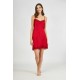 Harmony Women s Lace Satin Nightdress With Straps Red Color