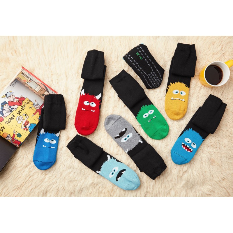 Me We Men s Slippers Socks Monster Design