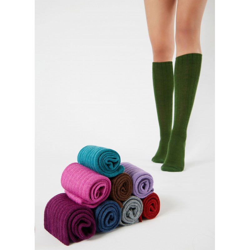 Me We Women s Hight Knee Wool Socks Rib Design