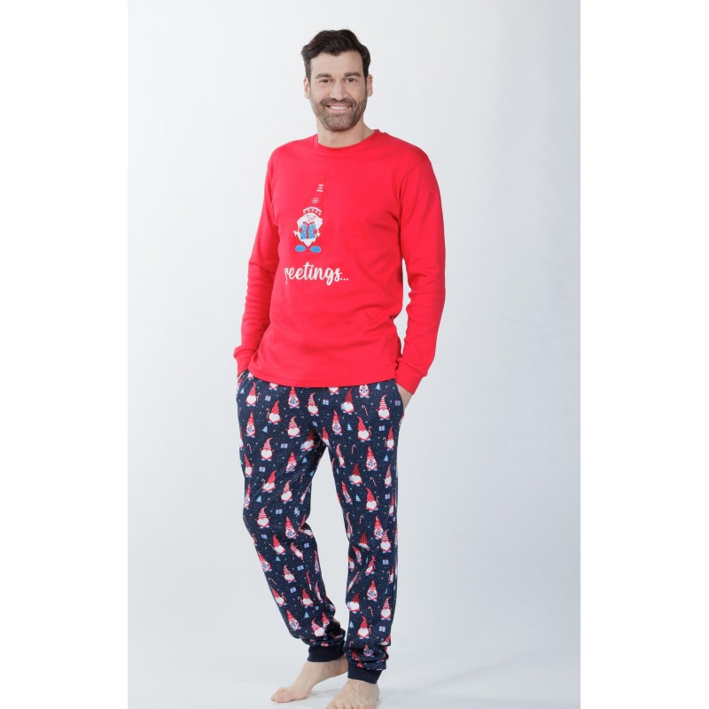 MEI Men s Cotton Christmas Greetings Pajamas