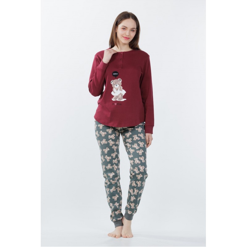 Mei Women s Cotton Pajamas All Over Print Bears