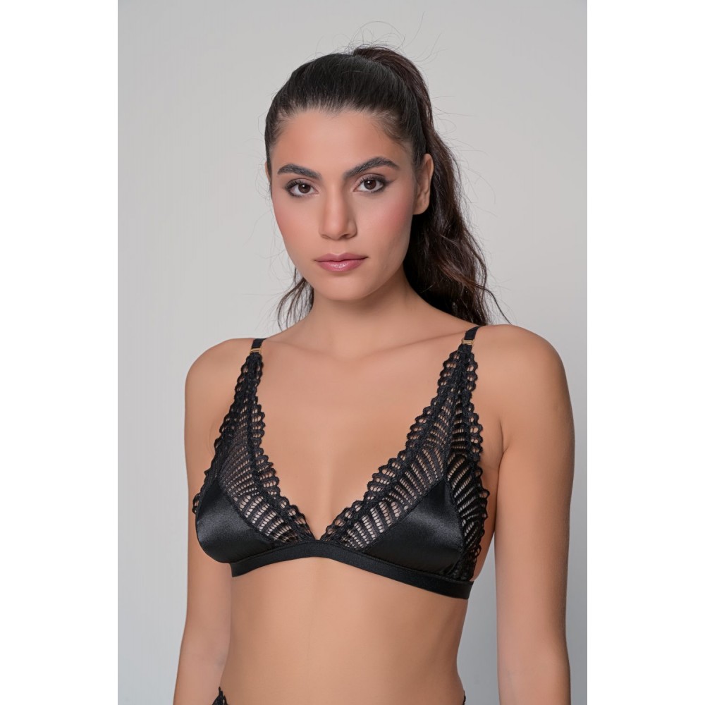 Milena Γυναικείο Bralette Απο Δαντέλα Βεντάλια Με Σατέν Λεπτομέρειες