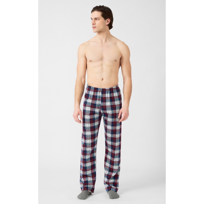 Minerva Men s Cotton Plaid Pajamas Pants Grey Bordeaux