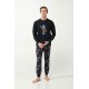 Vamp Men s Cotton Long Sleeved Pajamas Robot Dance Print