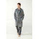 Vamp Men s Long Fleece Robe With Belt Grey Color