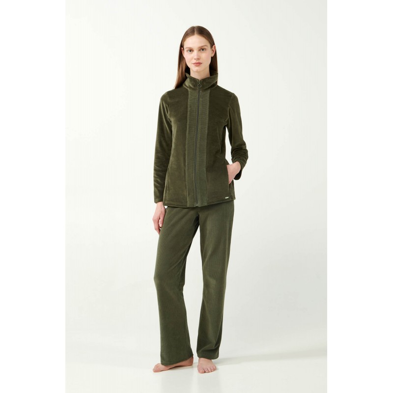 Vamp Women s Velour Tracksuit Olive Color