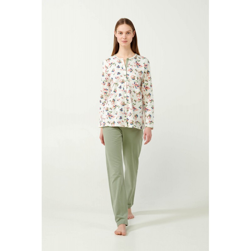 Vamp Women s Cotton Floral Pajamas Green Tea