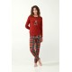 Vamp Women s Cotton Long Sleeved Pajamas Set Red Terracota Dog Design