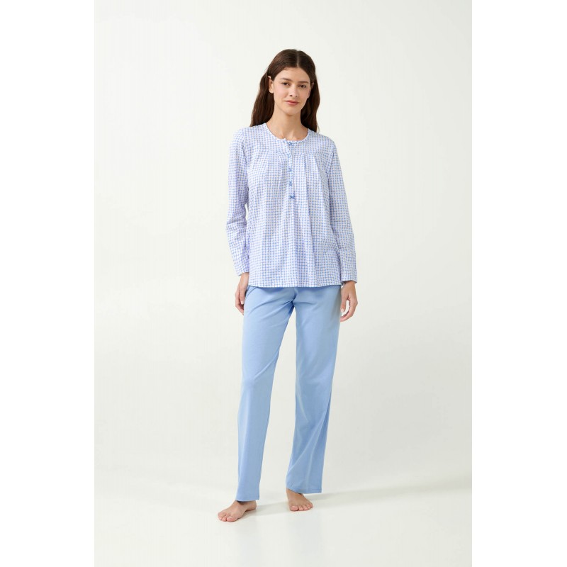 Vamp Women s Cotton Long Sleeved Pajamas Set Blue Bel Air