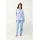 Vamp Women s Cotton Long Sleeved Pajamas Set Blue Bel Air