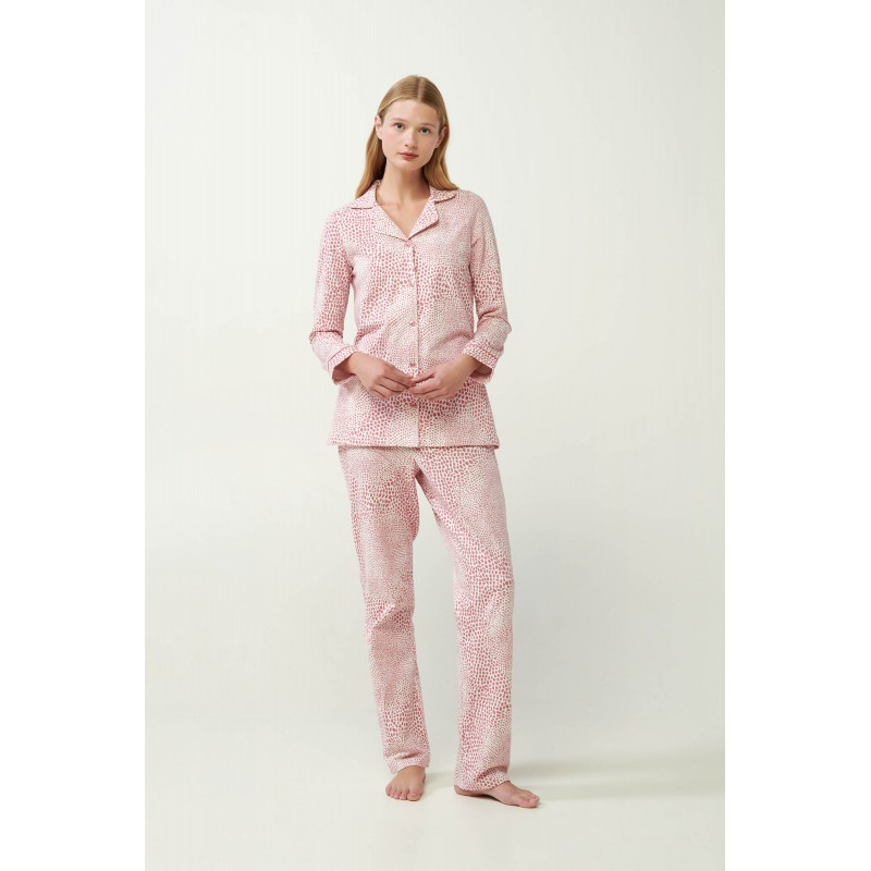 Vamp Women s Cotton Buttoned Pajamas Pink Animal