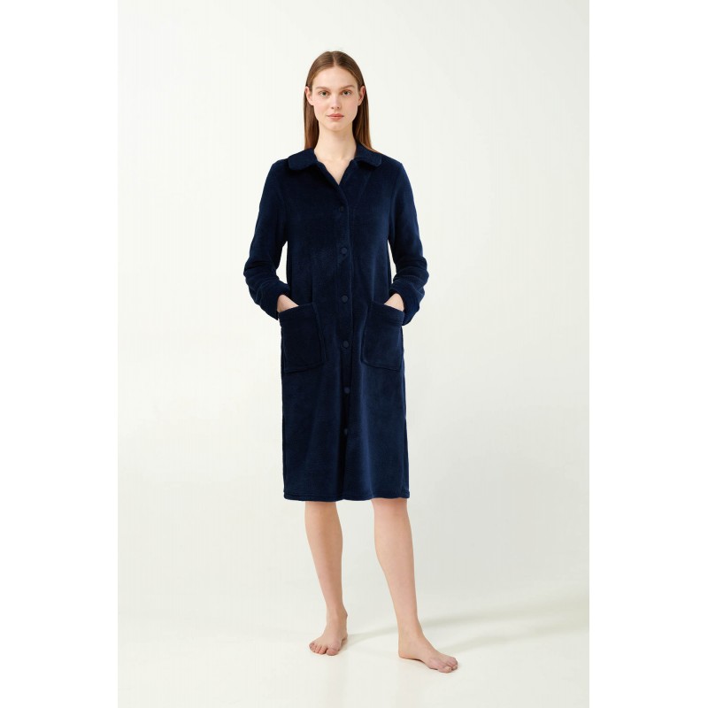 Vamp Women s Long Fleece Robe Blue Color