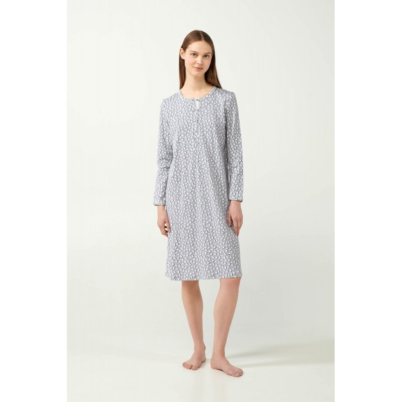 Vamp Women s Long Sleeved Midi Nightdress Hearts Design