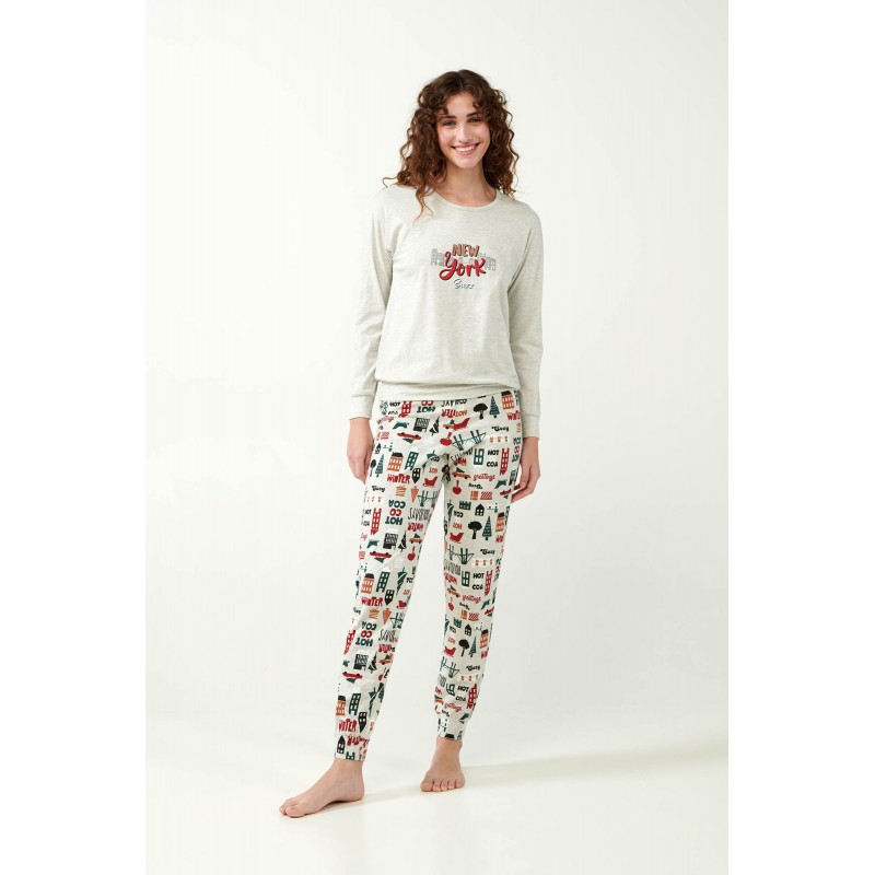 Vamp Women s Cotton Pajamas Long Sleeved Νew York Buzz